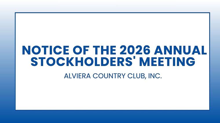 Alviera Country Club, Inc.: Notice of the 2026 Annual Stockholders' Meeting